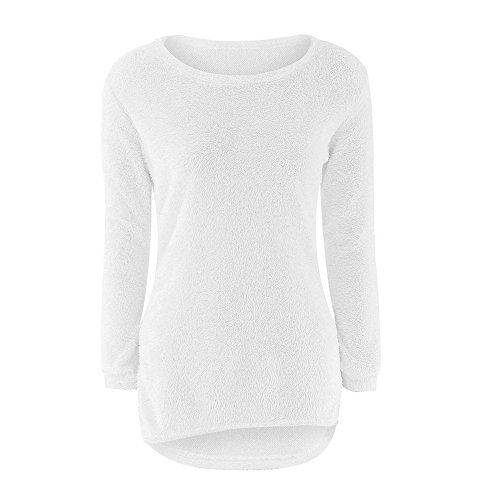 SHOBDW Mujer Suéter para Mujer Cuello Redondo Cárdigan Ocasional Sólido Suelto Otoño Invierno Tops de Manga Larga Cálido Prendas de Punto Jersey Jerséis Blusa Abrigo Vestido(Blanco,S)