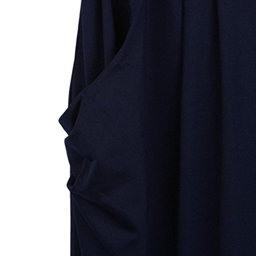 SHOBDW Pantalones de Mujers Tallas Grandes, Anchos con lanura Abocinado Anchos Pierna Cintura elástica de Cintura Alta Pantalones de Mujer (2XL, Azul Marino)