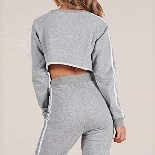 SHOBDW Sudadera con Capucha para Mujer Diaria Conjunto de Dos Piezas Patchwork Invierno Chaqueta de Manga Larga Trajes Deportivos Chándales Pantalones de chándal 2PCS (L, D-Gris)