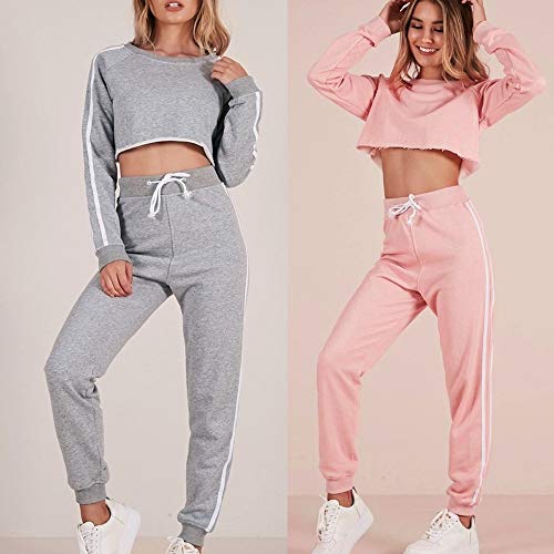 SHOBDW Sudadera con Capucha para Mujer Diaria Conjunto de Dos Piezas Patchwork Invierno Chaqueta de Manga Larga Trajes Deportivos Chándales Pantalones de chándal 2PCS (L, D-Gris)