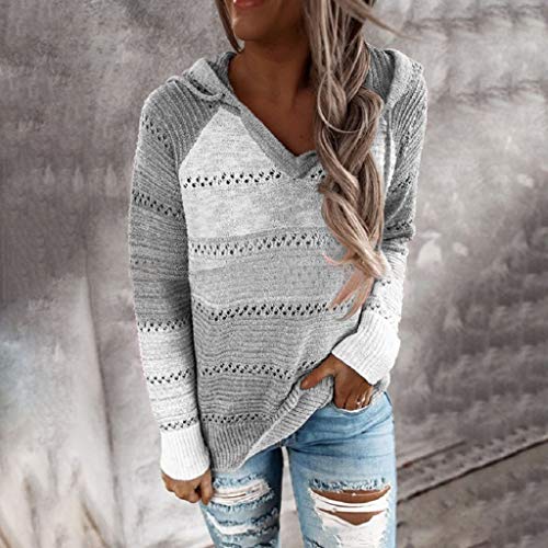 SHOBDW Sudadera para Mujeres Cuello Alto Jersey Cárdigan Sexy Elegante Camiseta Larga Jersey Pullove Casual Jersey Vestido de Manga Larga de otoño Invierno de Moda(Gris,S)
