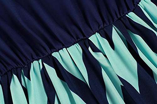 SHOBDW Vestido sin Mangas Largo a Rayas Mujeres Boho sin Mangas Señora O-Cuello Beach Sundrss Maxi Vestido de Verano (2XL, Azul)