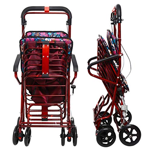 Shopping Trolley- Carrito de Compras de Cuatro Ruedas para Personas Mayores, un Andador con Asientos con Ruedas, Carro de Ruedas Plegable con Asiento