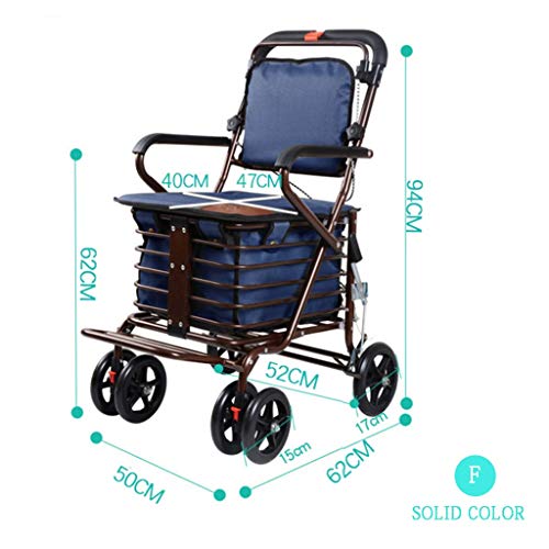 Shopping Trolley- Carrito de Compras de Cuatro Ruedas para Personas Mayores, un Andador con Asientos con Ruedas, Carro de Ruedas Plegable con Asiento