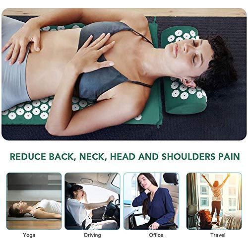 SHOUJIK Acupresion Espalda Esterilla Masaje Acupresion para El Dolor De Espalda y Cuello Dolor Ciático Insomnio Alivio Muscular Relajación For Acupresion Flor de Loto