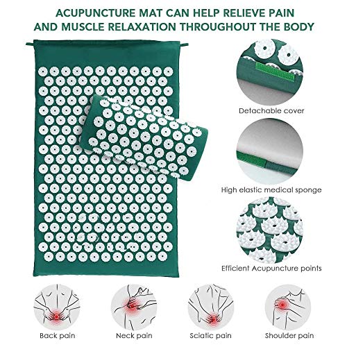 SHOUJIK Acupresion Espalda Esterilla Masaje Acupresion para El Dolor De Espalda y Cuello Dolor Ciático Insomnio Alivio Muscular Relajación For Acupresion Flor de Loto