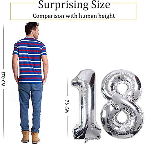 SHUIBIAN 18er Cumpleaños Globos, Decoración de cumpleaños 18 en Plata, Feliz cumpleaños Decoración Globos 18 Años, Globos Numeros para Fiestas,Globos de Aluminio para Niñas Chico