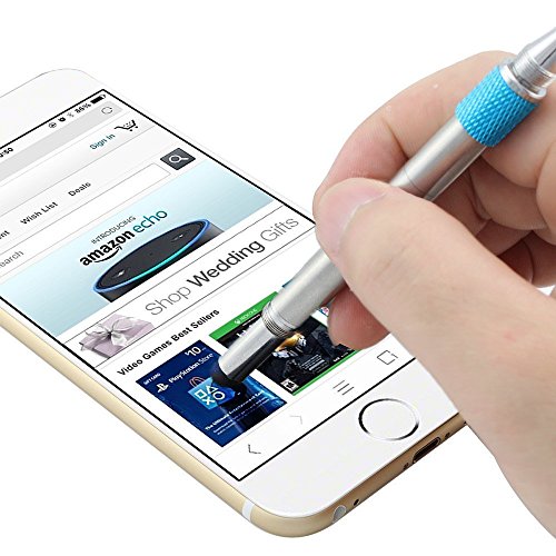 Shulaner 7 en 1 Tech Herramienta Bolígrafo con regla, abrebotellas, teléfono soporte, bolígrafo, lápiz capacitivo y 2 Tornillo herramienta conductor, multifunción, Fit para hombre padre regalo azul