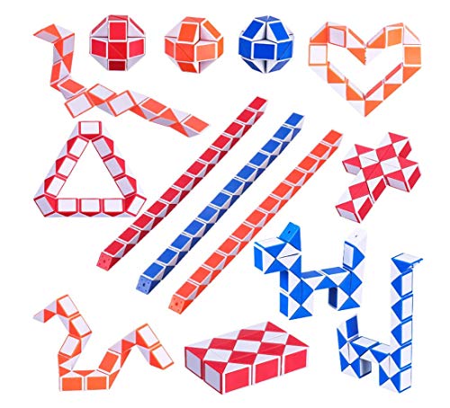 Shuny 20 Piezas de Mini Serpiente de Cubo de 24 Bloques,Mini Speed ​​Cubes,Mini Puzzle Rompecabezas de Plástico Juguete,Snake Twist Puzzle Toys,Color Aleatorio