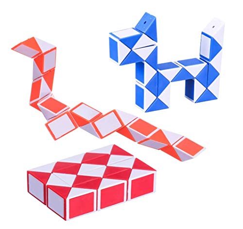 Shuny 20 Piezas de Mini Serpiente de Cubo de 24 Bloques,Mini Speed ​​Cubes,Mini Puzzle Rompecabezas de Plástico Juguete,Snake Twist Puzzle Toys,Color Aleatorio
