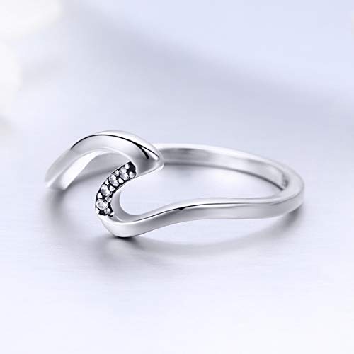Shysnow Plata Anillo de Onda Aniversario Regalo de la Joyería para la Esposa