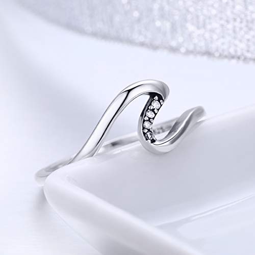 Shysnow Plata Anillo de Onda Aniversario Regalo de la Joyería para la Esposa