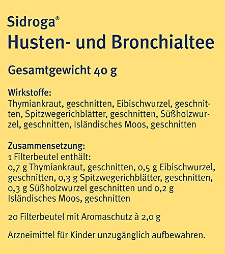 Sidroga Husten- und Bronchialtee, 20 pzas Bolsa de filtro