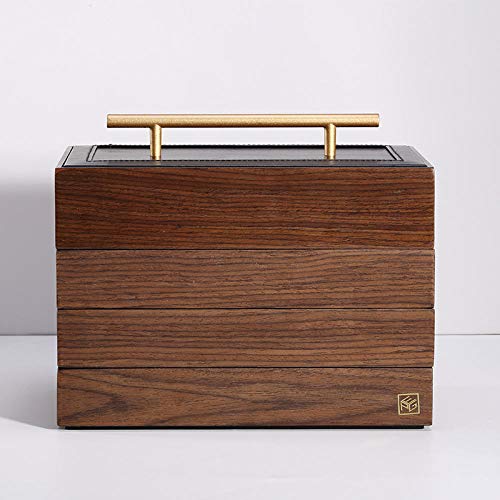 Sieradendoos Caja De Almacenamiento De Cuatro Capas De La Nuez Antigua, Caja De Primera Mano del Pendiente De Madera De La Joyería