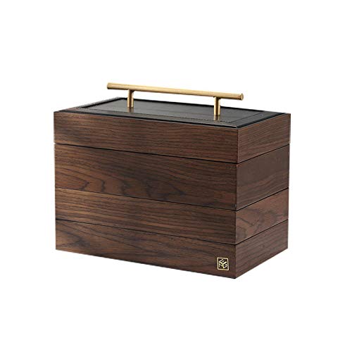 Sieradendoos Caja De Almacenamiento De Cuatro Capas De La Nuez Antigua, Caja De Primera Mano del Pendiente De Madera De La Joyería