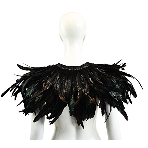 sigando Disfraz de cuervo de plumas naturales gótico Disfraz de cuervo maléfico