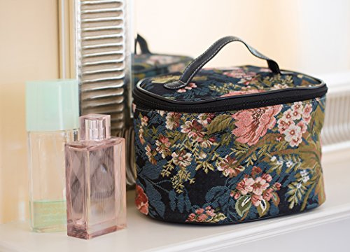 Signare Tapiz Neceser Mujer Organizador de Maquillaje Bolsa de Maquillaje Neceser Maquillaje con diseño de Flores y Criaturas de jardín (Peonía)