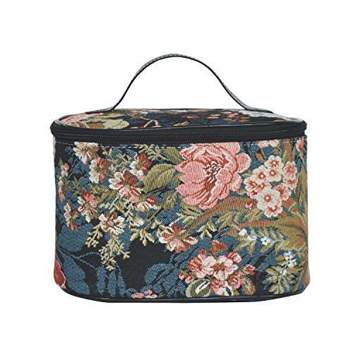 Signare Tapiz Neceser Mujer Organizador de Maquillaje Bolsa de Maquillaje Neceser Maquillaje con diseño de Flores y Criaturas de jardín (Peonía)