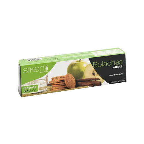 SIKEN Diet - Galletas de manzana. Estuche de 3 paquetes con 5 galletas cada uno. 152 kcal/4 galletas.