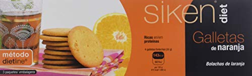 SIKEN Diet - Galletas de naranja. Estuche de 3 paquetes con 5 galletas cada uno. 143 kcal/4 galletas.