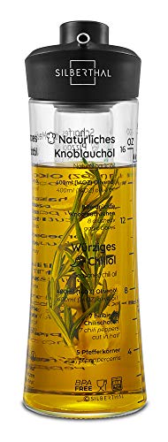 SILBERTHAL Aceitera Cristal | Aceitera antigoteo 500 ml | Aceitera aromatizadora | Botella Aceite Oliva Vidrio | Aceitera Especias | Aceitero Anti Goteo | Aceitero de Cristal