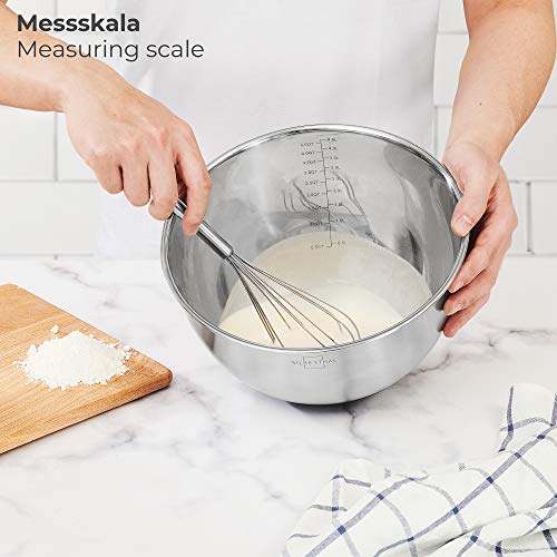 SILBERTHAL Set 3 cuencos de acero inoxidable con tapa hermética | Bol cocina acero inoxidable ensalada | Cuencos mezcladores | Boles de acero inoxidable