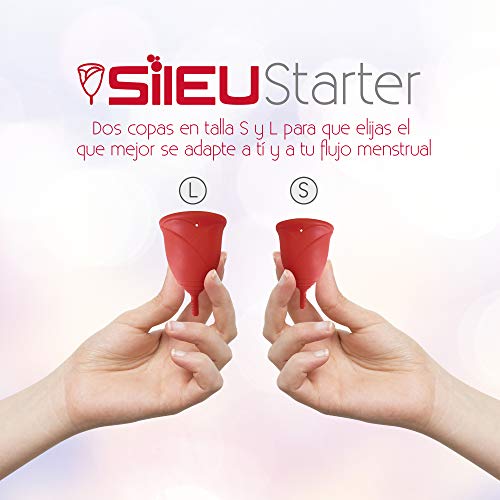 Sileu Starter - Copa menstrual Sileu Rose - Pack de 2 Unidades - Talla S + L, Rojo, Flexibilidad Standard