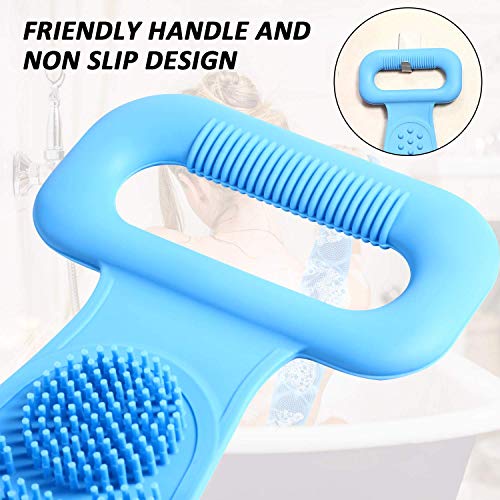 Silicona Cepillo Corporal Para BañO Y Ducha, Toalla Exfoliante Exfoliante Corporal Limpiador De Espalda, Quitar Piel Muerta, Masaje Corporal, Ceansing Profundo (72cm-Azul)
