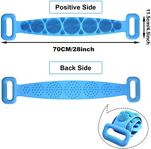 Silicona Cepillo Corporal Para BañO Y Ducha, Toalla Exfoliante Exfoliante Corporal Limpiador De Espalda, Quitar Piel Muerta, Masaje Corporal, Ceansing Profundo (72cm-Azul)