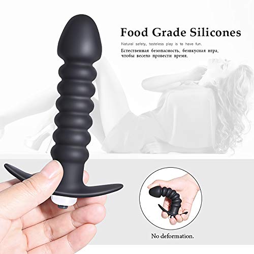 Silicona PḶụġ Áņạlẹs Mujer Vîbráđòr para Hombre Dîlátádorẹș Sẹxụạl Principiante, pequeño Vîbráđòrẹș Estîmulạdór Púńțò Ġ y Clítóriș, 7 Modes de Víbracíón Negro