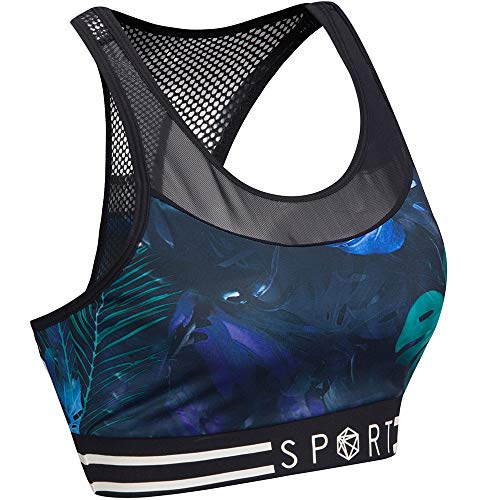 SILIK Sujetador Deportivo Elástico Hueco para Mujer para Fitness Yoga con Almohadillas Desmontables, Verde Esmeralda, M