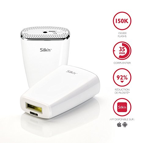 Silk'n Jewel, Depiladora para pieles claras y oscuras, 150.000 pulsaciones de luz, Función Pulsación y Deslizamiento, HPL,