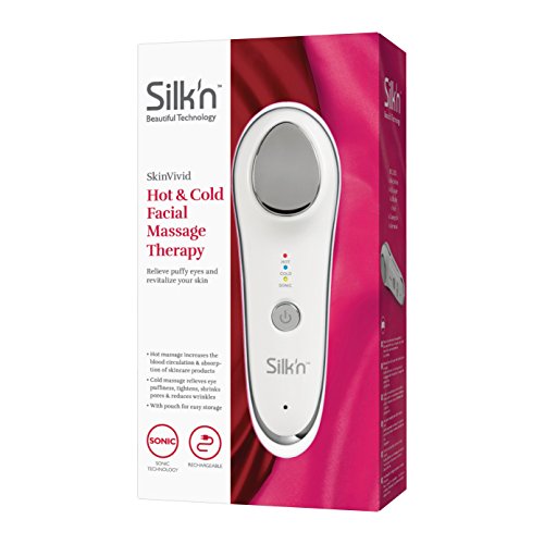Silk'n SkinVivid, Masajeador facial con modo vibración, Masaje en calor y en frío, Blanco/Cromo, SV1PEU001
