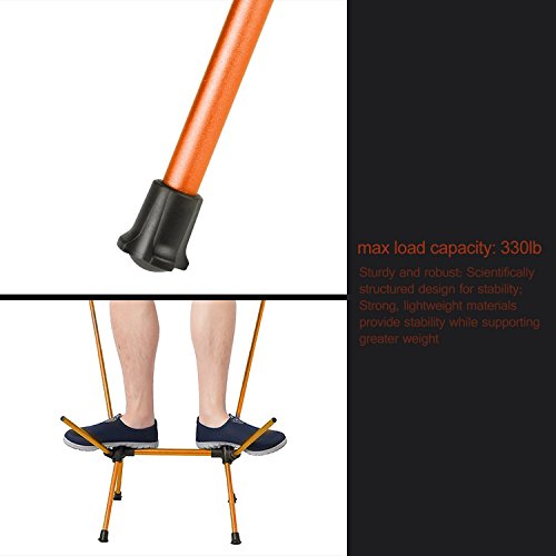 Silla de Camping Plegable con bolsa, plegable y portátil, carga hasta 150 KG, ideal para acambaca/senderismo/viaje/Caza/Pesca, naranja