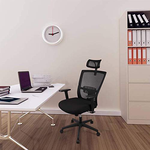 Silla de oficina Silla Ergonómica, Silla de Escritorio Con Reposacabezas y Apoyabrazos ajustables, cómodo y fiable, Carga máx. 120kg/265lb