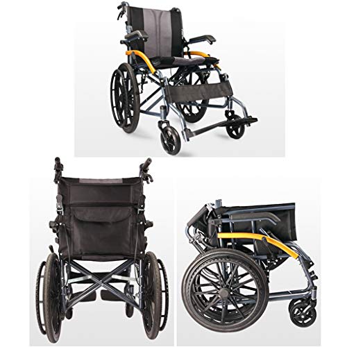 silla de ruedas Plegables Ligeras autopropulsadas con Ruedas traseras de liberación rápida, reposabrazos abatibles, Frenos acompañantes