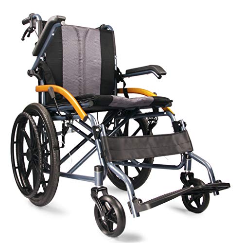 silla de ruedas Plegables Ligeras autopropulsadas con Ruedas traseras de liberación rápida, reposabrazos abatibles, Frenos acompañantes