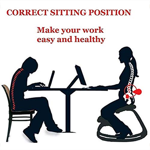 Silla ergonómica para arrodillarse, mecedora, balanceo, taburete de madera para arrodillarse, asiento corrector de postura para el hogar y la oficina, para aliviar el dolor de espalda y c(Color:Negro)