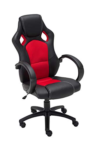 Silla Racing De Oficina Fire Estilo Deportivo I Silla Gaming Regulable En Altura & Giratoria I Silla Gamer con Ruedas Deslizantes I Color:, Color:Rojo