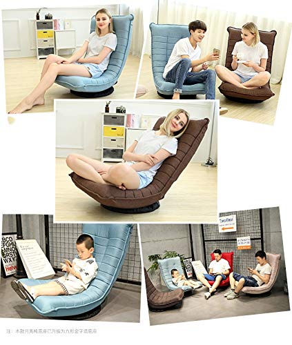 Sillas de Piso Azul marrón para Lectura de Video, reclinación Plegable Plegable amortiguada giratoria Acolchada de los Adultos de los niños para el hogar Interior (Color : Brown)