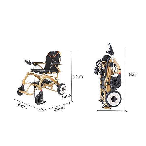 Sillas de ruedas Silla de ruedas eléctrica plegable, Marco de aleación de aluminio audaz,Neumático sólido a prueba de explosiones (rueda trasera),Sistema de suspensión de la rueda delantera,frenado au