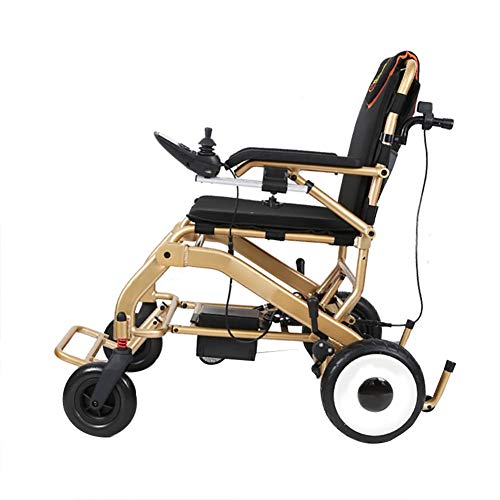 Sillas de ruedas Silla de ruedas eléctrica plegable, Marco de aleación de aluminio audaz,Neumático sólido a prueba de explosiones (rueda trasera),Sistema de suspensión de la rueda delantera,frenado au