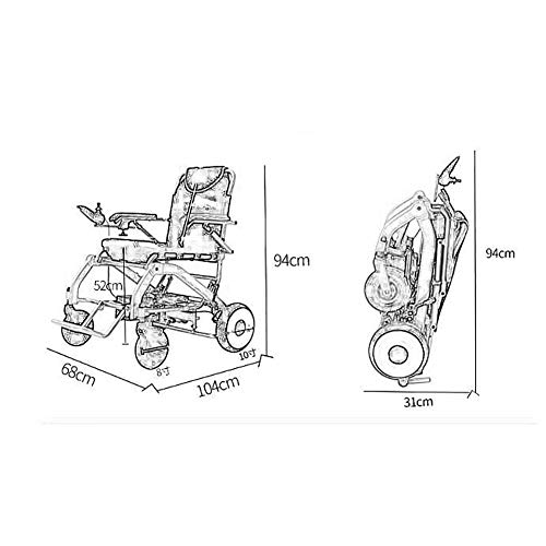 Sillas de ruedas Silla de ruedas eléctrica plegable, Marco de aleación de aluminio audaz,Neumático sólido a prueba de explosiones (rueda trasera),Sistema de suspensión de la rueda delantera,frenado au