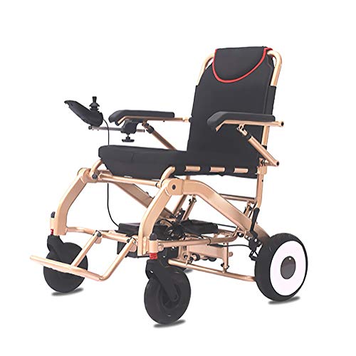 Sillas de ruedas Silla de ruedas eléctrica plegable, Marco de aleación de aluminio audaz,Neumático sólido a prueba de explosiones (rueda trasera),Sistema de suspensión de la rueda delantera,frenado au