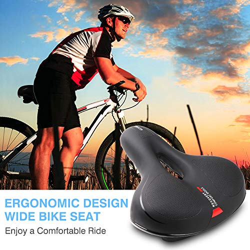 Sillín de Bicicleta, Asiento de Bicicleta Ergonómico de Repuesto para Bicicletas demontaña, con Brazalete de Seguridad Reflectante, Herramientas de Montaje, Cubierta Resistente al Agua y al Polvo