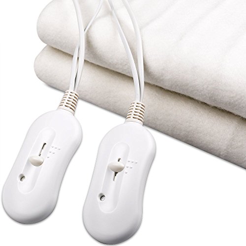 SILVANO Manta eléctrica Doble Cama de Matrimonio 160X140 2 x 60watios Protección automatica contra Calentamiento - 2 Niveles Temperatura - Doble Interruptor - Lavable a Maquina