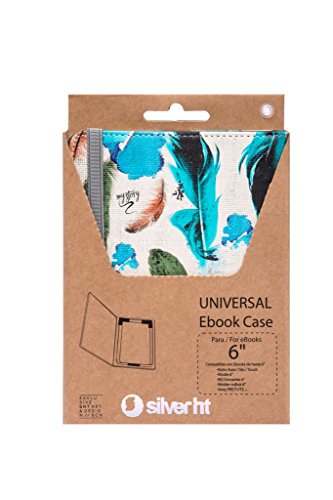 Silver HT - Funda para eReader Libro electrónico eBook de 6 Pulgadas Compatible con Kindle, BQ, Sony, Woxter, SPC - Modelo Feathers