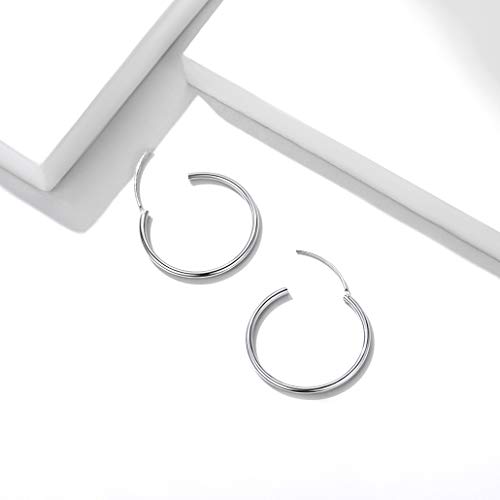 Silvora 30MM Plata Aros Pequeños Pendientes Cartilago Aros Hoop Huggie