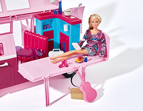 Simba 105739423 Steffi Love Flower Power Bus - Autocaravana con accesorios y muñeca [Importado de Alemania]