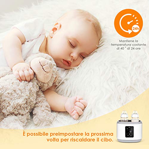 SIMBR Calienta Biberones para 2 Botellas Calentador de alimentos para Bebé con Multifunción 6 en 1 Esterilizador Eléctrico y Digital 270w Libre de BPA